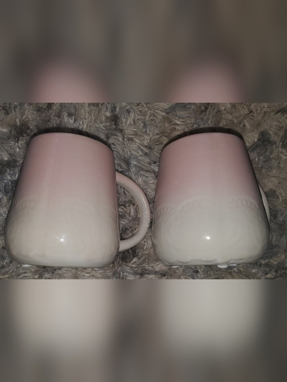 Transpac Pink Debossed Lace Mug Set of 2